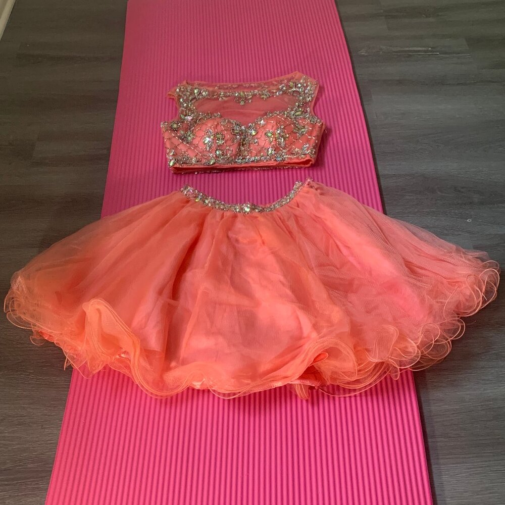 Embellished Two-Piece Formal Dress with Tulle Skirt